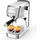 MAttinata 1662L Espresso Machine 20 Bar, Espresso Maker with Steam Wand | Coffee Maker with Milk Frother, PID Smart Temp Control, Compact Cappuccino Machine, Latte Art, Stainless Steel, Silver