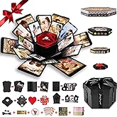 Wanateber Explosion Box, DIY Explosion Box with 6 Faces, Main Part Assembled Handmade Photo Album for Birthday Gift, Anniversary, Valentine's Day, Wedding (Black)