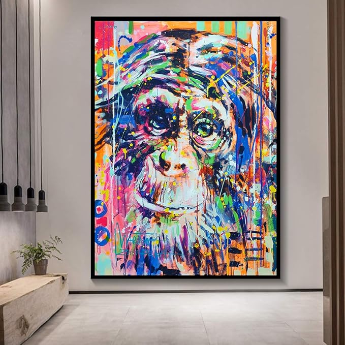 Danjiao Graffiti Lindo Mono Lienzo Pintura Colorido Cartel Impreso E