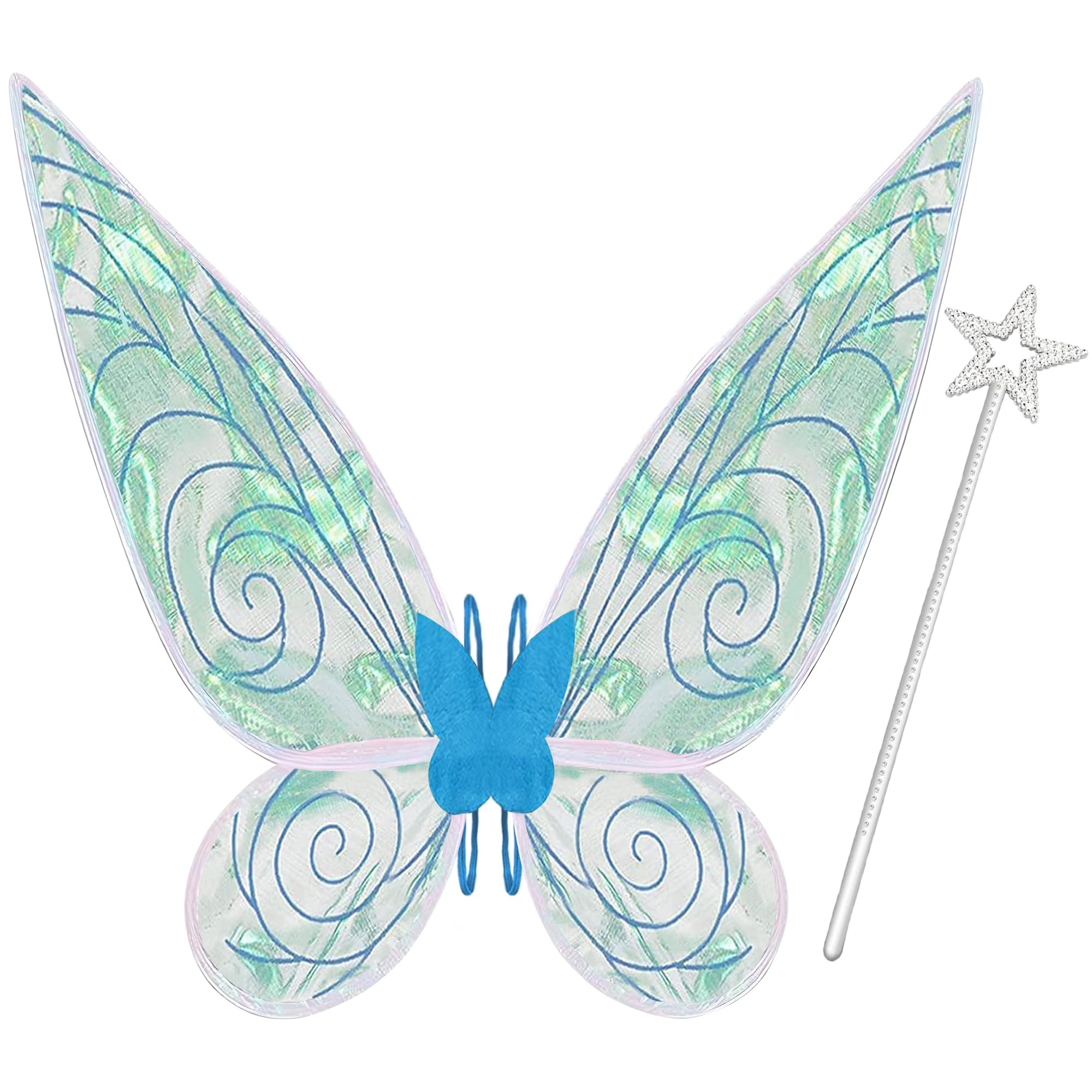 Takmor Fairy Wings, Butterfly Wings for Women Adults Fairy Costume Accessories for Halloween Cosplay Party Dress up (Blue)