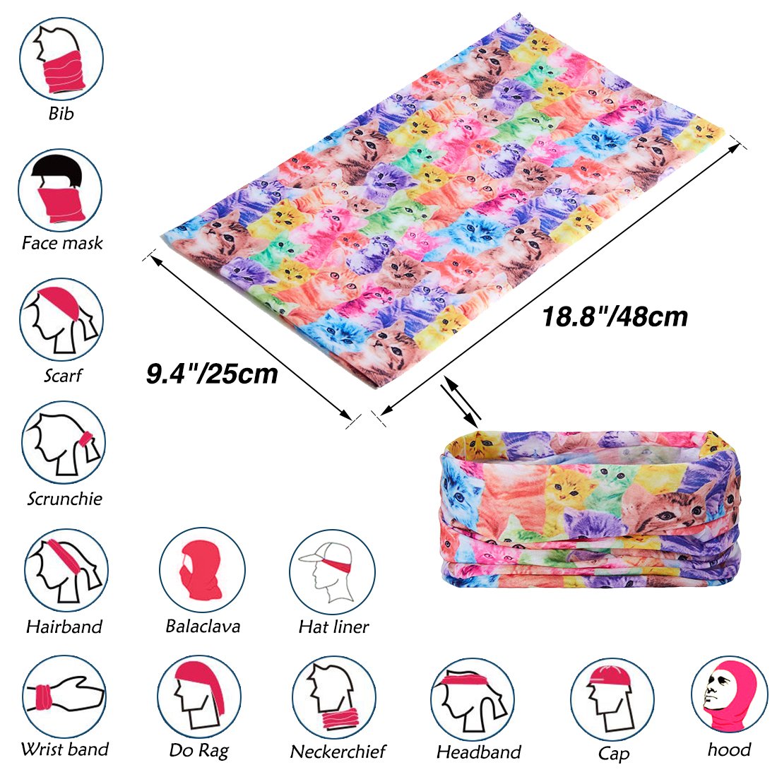 TUONROAD Schlauchtuch Baumwolle Multifunktionstuch Vielseitig Motorradmaske Gesichtsmaske SchweißBand Multifunktionstuch Bandana Tuch