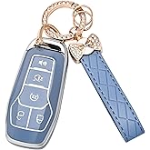 TECARATE for Ford Key Fob Cover - Soft TPU Key Fob Case for Ford Edge Fusion Explorer Mustang Lincoln MKZ MKC MKX Smart Keyless Remote Key(Blue)