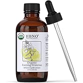 HBNO California Bottled Organic Evening Primrose Oil 4 fl oz (120ml) - USDA Certified Organic Evening Primrose Oil, Cold Pres