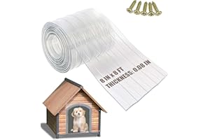 Ezcasch Dog Door Replacement Flap 8'' x 8' Clear PVC Doggie Flaps Customizable Plastic Vinyl Strips Thermal Insulation Thickness 0.08 in with Screws for DIY Doggie or Cat House