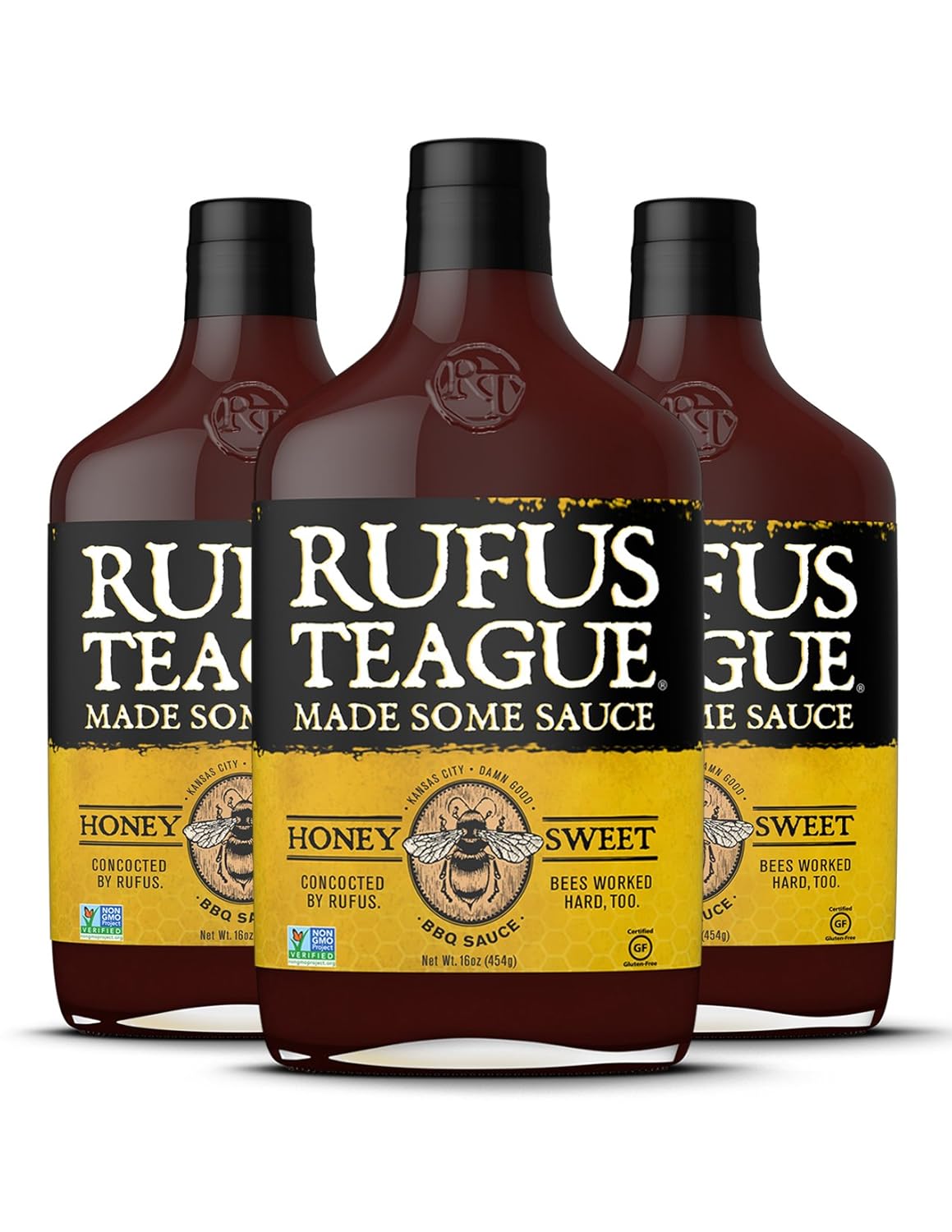 Rufus Teague HONEY SWEET BBQ SAUCE (3Pack) 16oz Bottles World Famous Kansas