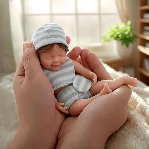 JIZHI Miniature Reborn Baby Dolls Silicone Full Body 6-Inch Soft