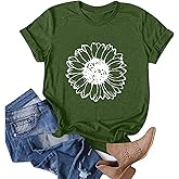 Womens Dandelion Printed Cute Summer Shirt Vintage Boho Floral Wildflowers Graphic Tees Casual Short Sleeve T Shirts