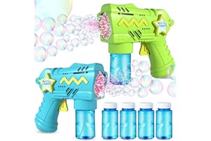 Shylizard 2 Pack Bubble Gun Toys for Kids, Bubble Machine with LED Light,Bubble Maker with Bubble Solution for Kids Outdoor Toys Gifts, Summer Toys, Wedding, Birthday and Party Favors