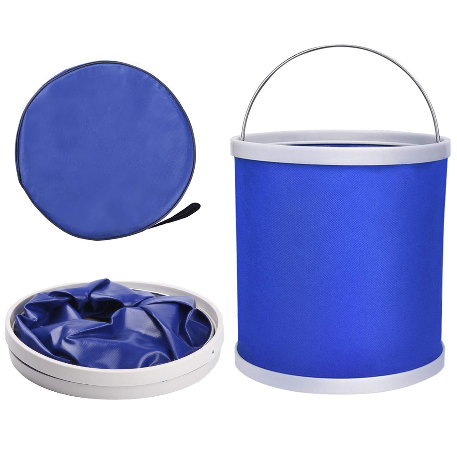 Viesap Folding Buckets, 2PCS Collapsible Bucket Water Bucket 11L Capacity, Multi-Purpose Portable Foldable Bucket - Camping, Gardening, Fishing, Beach, Home use, Cleaning, Outdoor Sports, Car Washing.