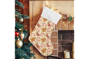 Caikeny Gingerbread Cookie Christmas Stockings Snowflake Christmas Presonalized Large Stocking Sock Set of 1 Xmas Party Winter Decor Candy Bag Family Holiday Gift 18 in