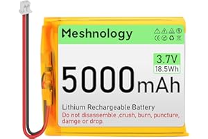 Meshnology 3.7V 5000mAh LiPo Battery Rechargeable 1S 955565 Lithium Polymer Battery with Protection Board Insulated Rubber Tape, Micro JST 1.25 Plug for Ar duino LoRa ESP32 Wio Tracker Board (1 Pack)