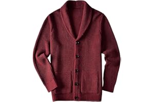 ZHILI Men's Casual Slim Thick Knitted Shawl Collar Cardigan Sweaters Pockets