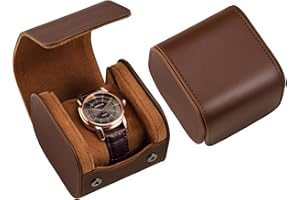 ProCase Watch Travel Case, 1 Slot Watch Roll Box with Soft Lining, Shockproof Mens Travel Organizer -Brown