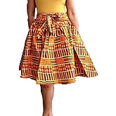 ShopHaven Kente African Print Skirt, Women's One Size Fits All, Green, Red, Orange, Kente Print, Ankara, Women's Fashion, Clothing, Skirt
