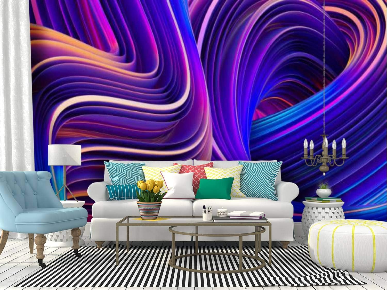 Amazon Com Abstract Geometric Background In Holographic Ultraviolet Vibrant Canvas Print Wallpaper Wall Mural Self Adhesive Peel Stick Wallpaper Home Craft Wall Decal Wall Poster Sticker For Living Room Home Kitchen