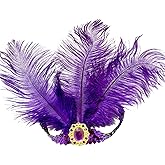 XKTEI 2pcs Sequins Feather Headpiece,1920s Flapper Headband,Mardi Gras Carnival Party Headwear Costume Accessory Women Headdress (Purple-A)