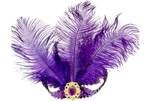 XKTEI 2pcs Sequins Feather Headpiece,1920s Flapper Headband,Mardi Gras Carnival Party Headwear Costume Accessory,Women Girls Headdress (Purple-A)