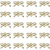 Elecrelive 20Pcs Bow Connector Charms Light Gold Bowknot Charms 2-Hole Tiny Bow Tie Pendants for Women DIY Bracelet Necklace Earrings Valentines Day Crafts