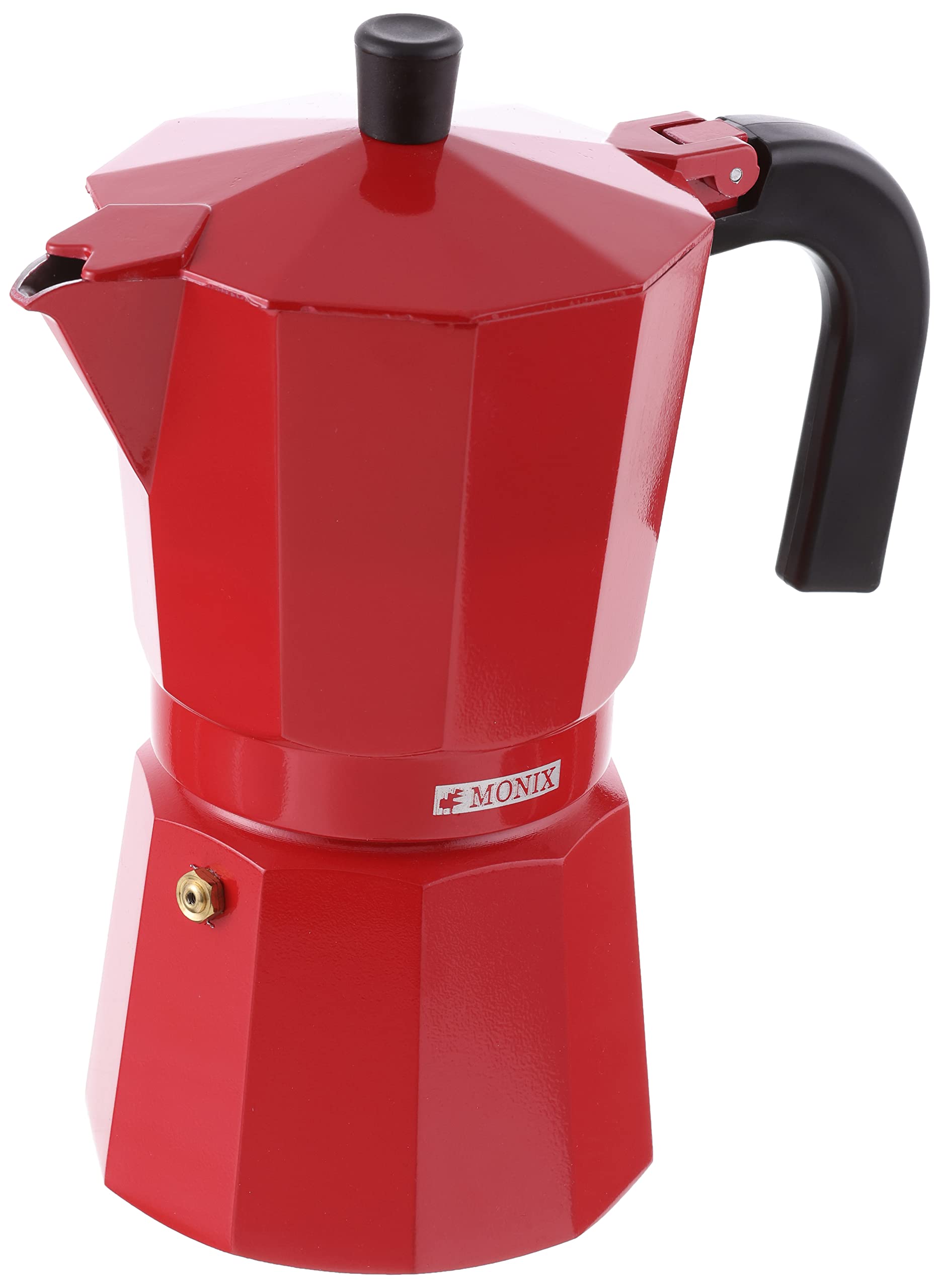Monix Fresa Aluminium 9 Cups Coffee Maker, Red.