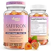 VEGETUSMAX Saffron Supplements Gummies, 88.5mg Pure Saffron Extract with Ashwagandha L-Theanine Rhodiola Rosemary Magnesium Vitamin B6 B12 for Mood Focus Support Adults Kids - 60 Count