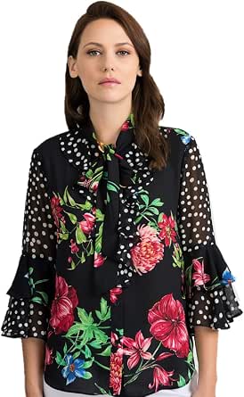Amazon.com: Joseph Ribkoff Black & Multicolor Blouse Style 201323