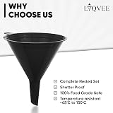 LIQVEE Funnel Set 4 Sizes 122/101/76/50mm Black Food-Grade Plastic view 6