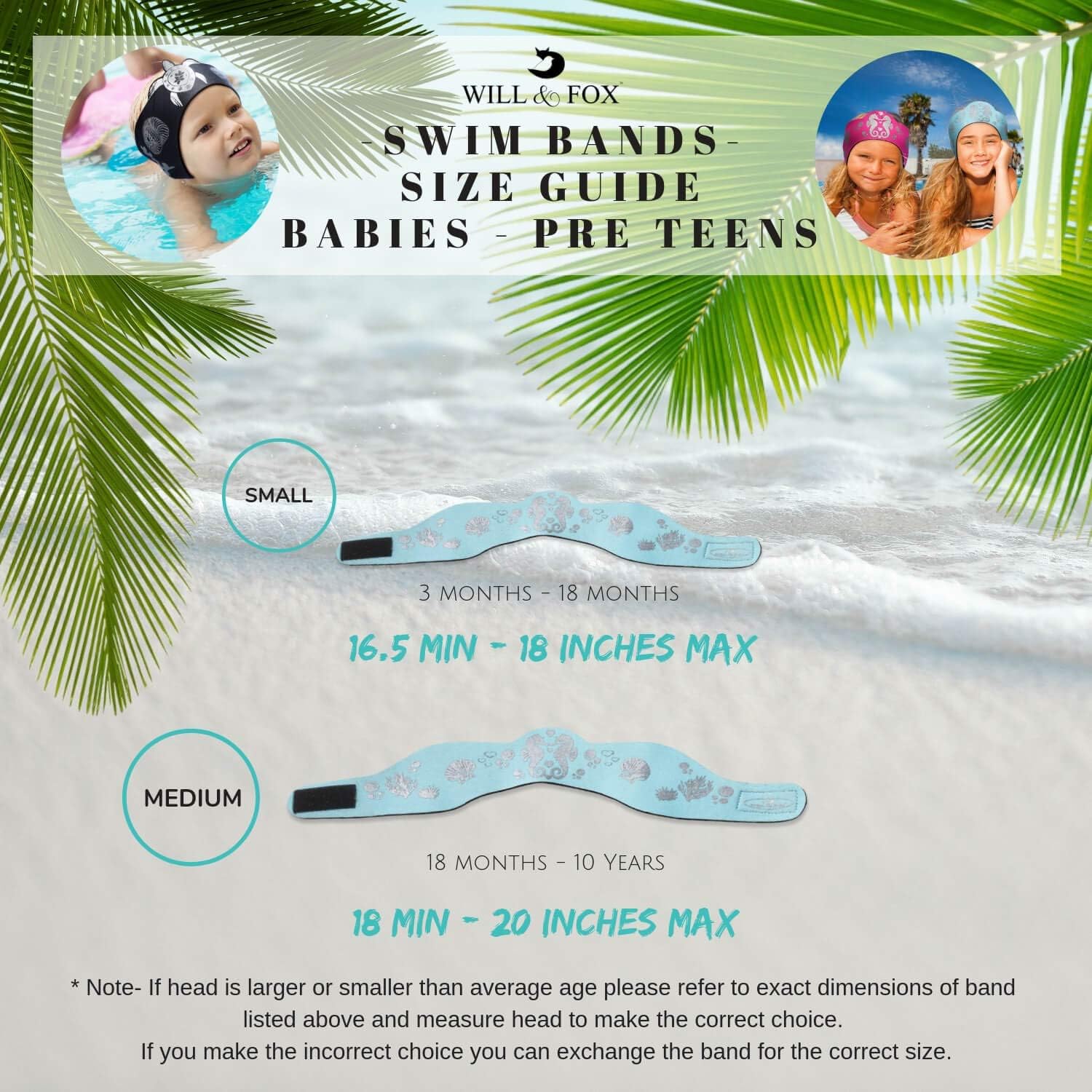 Will & Fox Swimming Headband with Earplugs for Kids - Non Slip Grip and Adjustable Ear Band (Turtle Black, Medium) : Sports & Outdoors