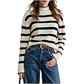 GORGLITTER Women's Striped Sweater Colorblock Long Sleeve Mock Neck Fall Trendy 2025 Knitwear Pullover Tops