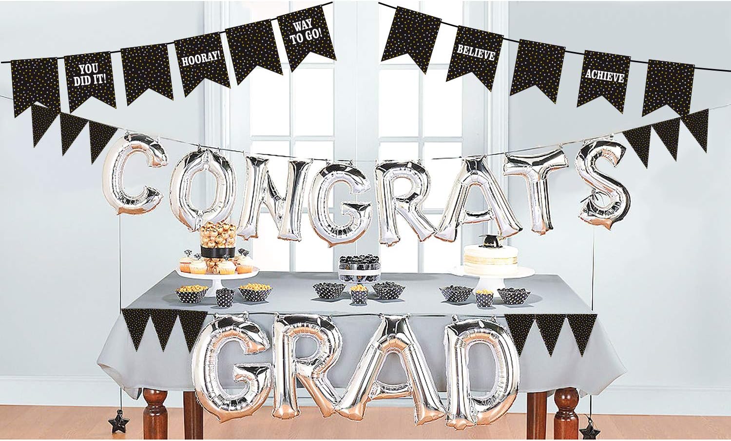 Graduation Party Supplies 2019 - Graduation Banner & Congrats Grad Balloons Kit for Graduation Party Decorations