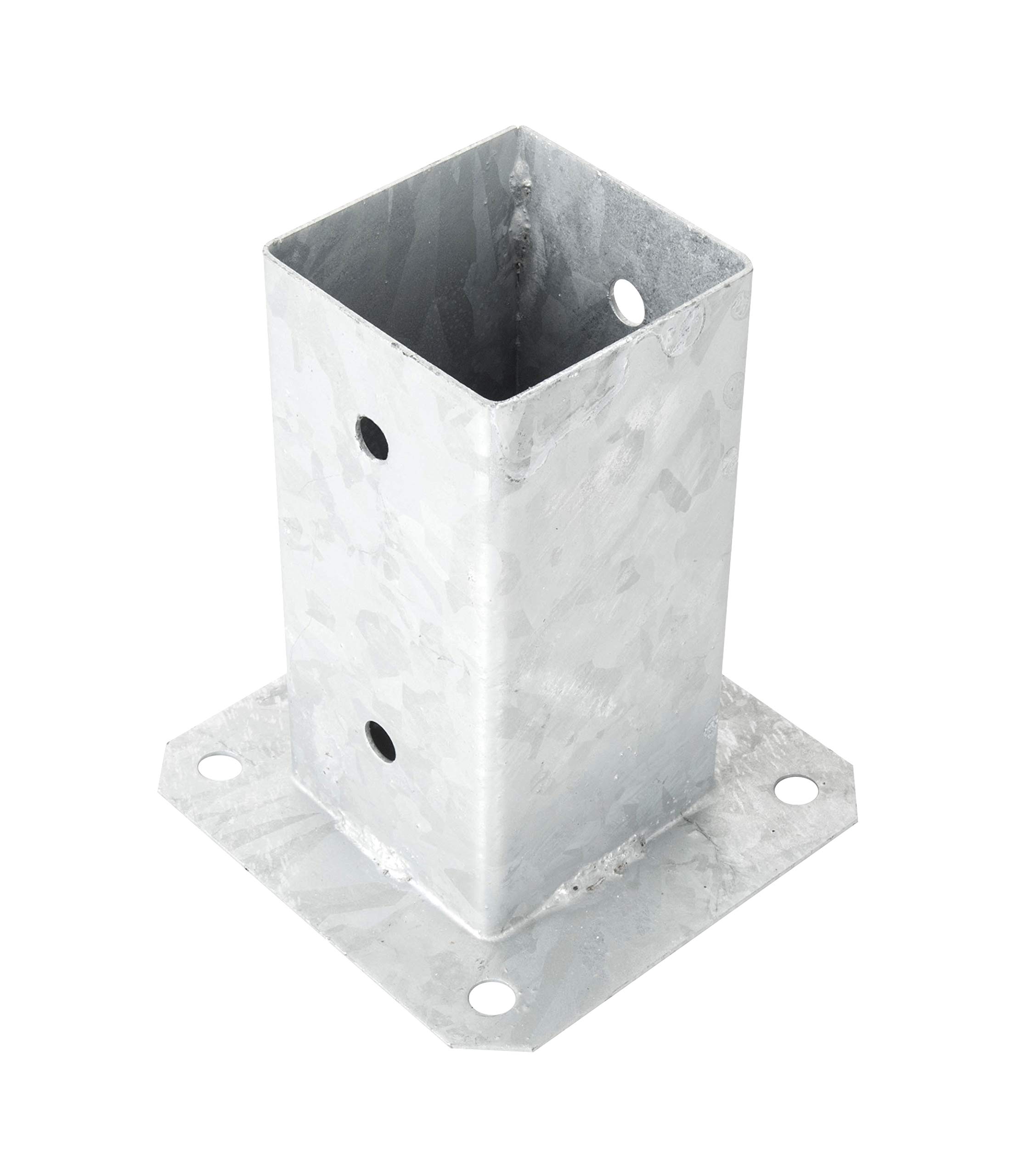 ADGO Post Support Fence Post Bolt-on hot-dip Galvanized Slide-in Sleeve Sleeve Support Support Floor Sleeve Slide-in Floor Sleeve Steel Anchor Silver (90 x 90)