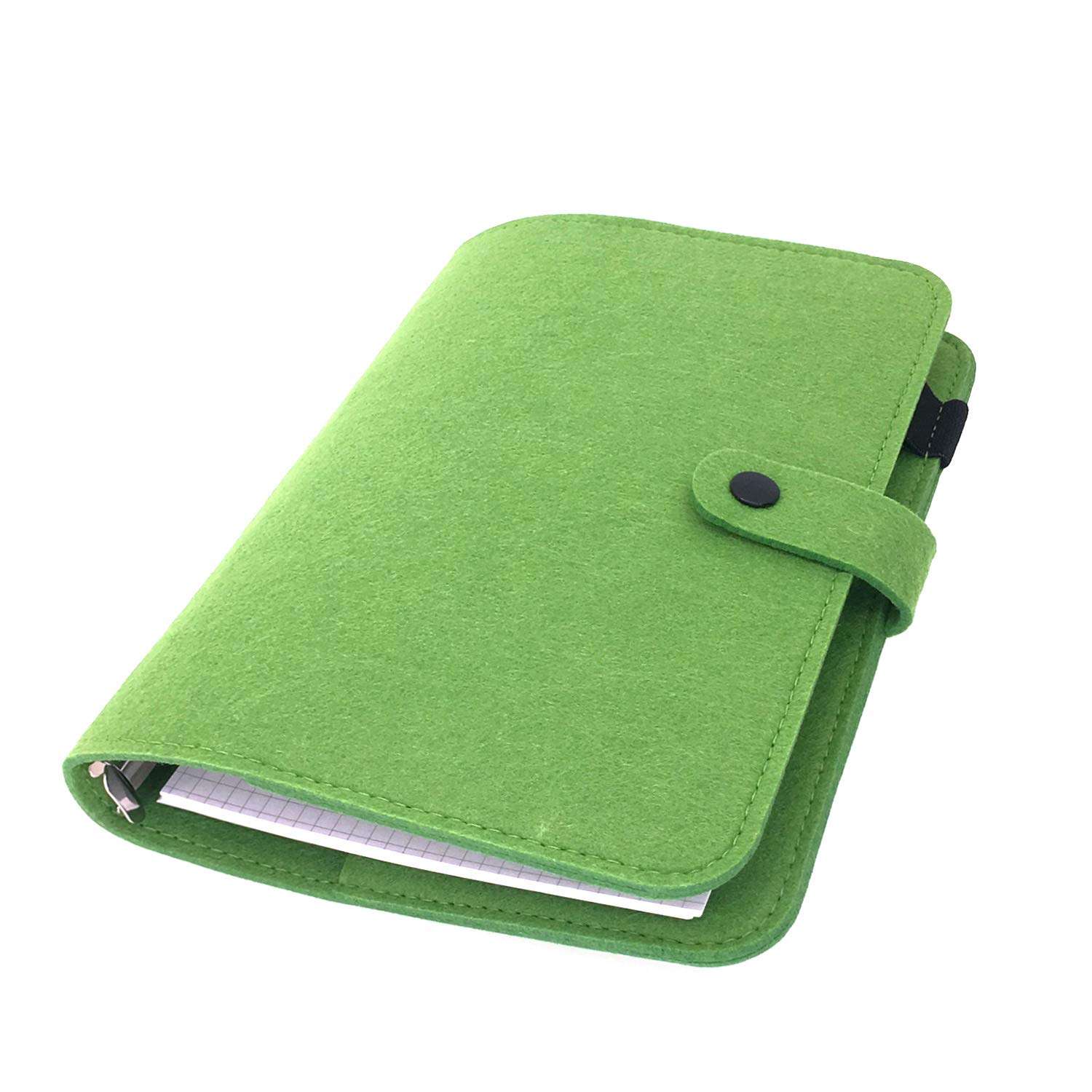 A6/ A5 6-Holes Felt Cover Round Ring View Binder File Folder for Loose Leaf Sheet Protectors/Binder Cover Protector, Deep Olive Green, A5 mini Set — image 1