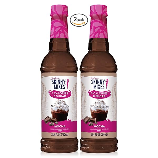 JORDAN’S SKINNY MIXES SUGAR FREE COFFEE SYRUP, MOCHA COFFEE FLAVORING SYRUP, ZERO CALORIE DRINK MIX, LATTES, BAKING, PROTEIN SHAKE OR COCKTAIL, DAIRY & GLUTEN FREE, KOSHER, 25.4 FL OZ, 2 PACK