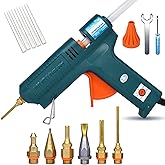 BOSWELL 150W Full Size Hot Glue Gun with 6 Copper Nozzles, Luxury Set | 150 Watts Temperature Adjustable Professional Craft Repair Melting Thermo DIY Tool Includes 5Pcs Highly Viscous Glue Sticks