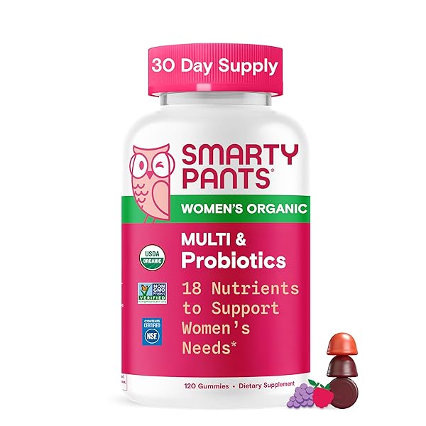 SMARTYPANTS ORGANIC WOMEN’S MULTIVITAMIN GUMMIES: BIOTIN, PROBIOTICS, METHYLFOLATE,...