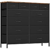 VASICAR Dresser for Bedroom with 12 Drawers, Tall Fabric Drawer Dresser, Compact Chest of Drawers for Closet, Nursery, Bedside, Living Room, Laundry, Entryway, Hallway