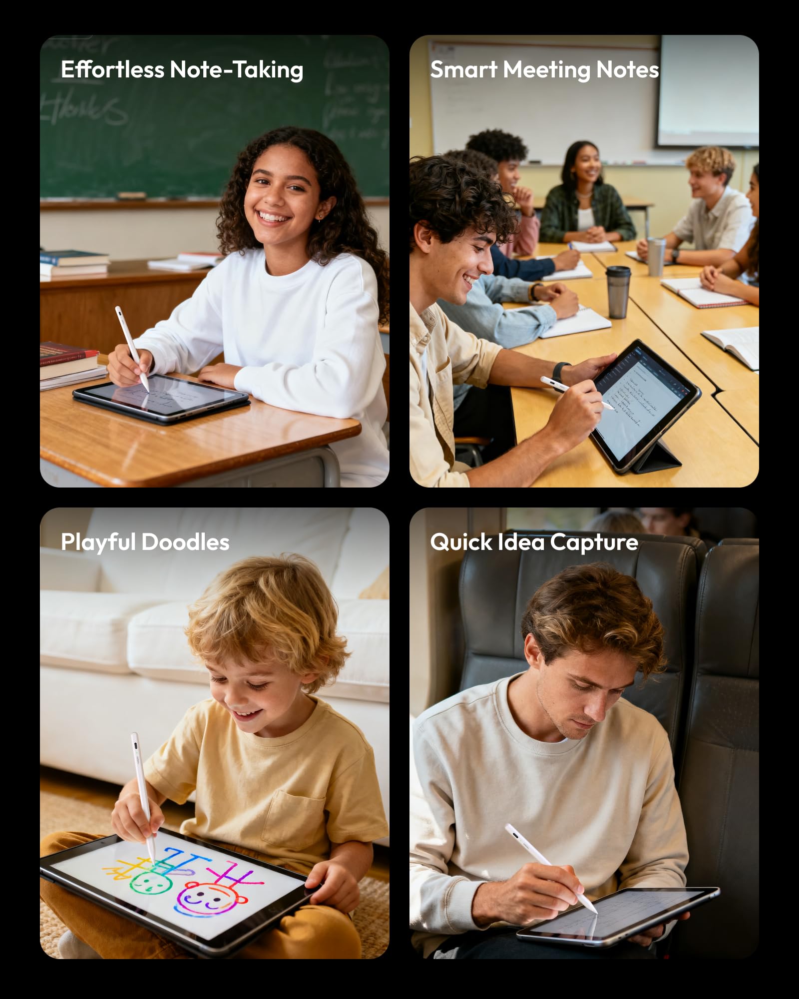 Metapen Pencil Air8 for Apple iPad 2018-2025, 10 Min Faster Charge, Palm Rejection Stylus Pen for iPad a16/11/10/9/8/7/6th Gen, Pro 12.9/11/13-inch M4, Air 3/4/5/M2/M3, Mini 5/6th