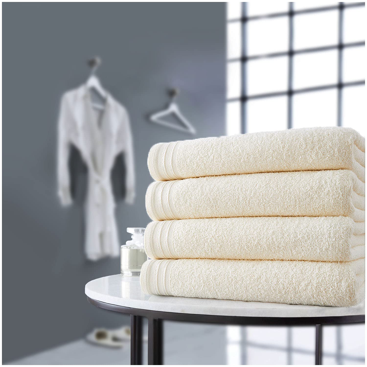 Gaveno Cavailia Luxurious WILSFORD 100% Eyptian Cotton 500 GSM Super Soft Extra Absorbent 4Pk Bath Sheets Set [ 75x135 cm-Cream