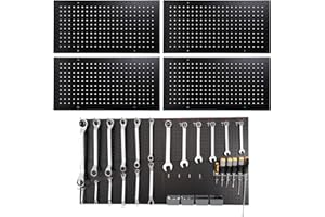 FRAYSCENT Metal Pegboard Panel Garage Peg Board Tool Organizer Wall Mount, Black Pegboard Wall Organizer Large Steel Heavy Duty Magnetic Metal Peg Boards for Garage Walls Craft Room Display Office Workbench