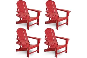 NAVINE Adirondack Chair Set of 4, HDPE Folding Adirondack Chair with Multifunctional Cup Holder, Weather Resistant Fire Pit Chair for porches, patios, poolsides, Decks.