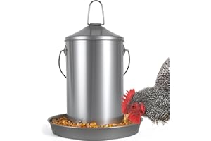 HIPYKAT 6.6lb Stainless Steel Hanging Chicken Feeder, Metal No Waste Poultry Feeder, Rustproof, Reusable, Long-Lasting, Gravity Feed Chicken Coop Accessories for Chicken, Geese, Duck, Hens, Rooster, Chick