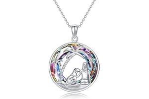 POPKIMI Dog Gifts Dog Necklace for Women Sterling Silver Dog Pendant Necklace with Crystal Dog Memorial Gifts Fashion Jewelry Birthday Gifts for Women Mom Wife Daughter