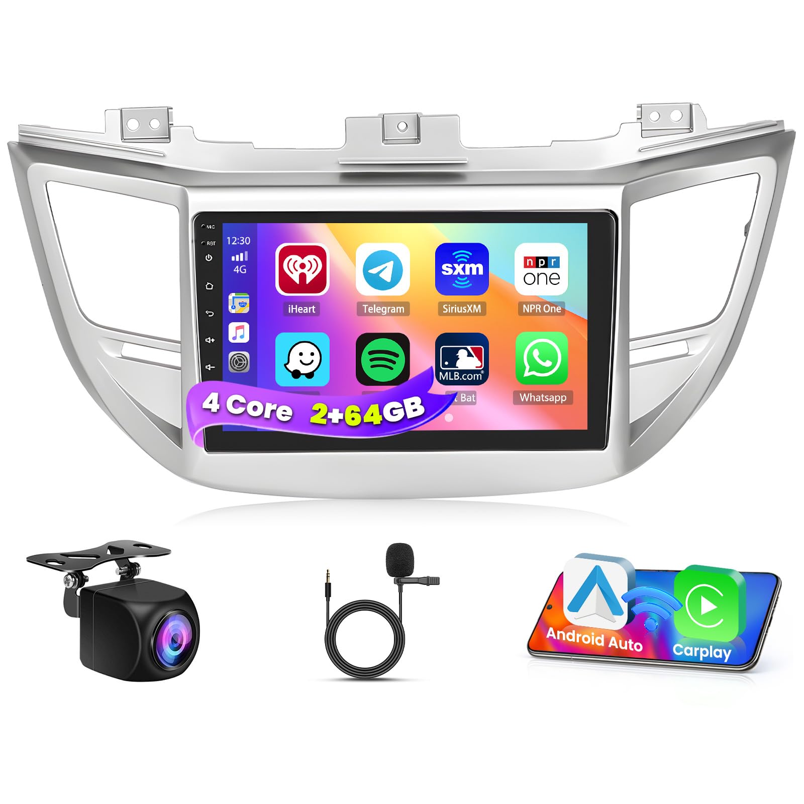 Photo 1 of Inefala 2+64G Screen for Hyundai Tucson 2015 2016 2017 2018 CarPlay Stereo Android 15 Car Radio 9 Inch Touchscreen Android Auto Backup Camera GPS FM RDS DSP 26UI