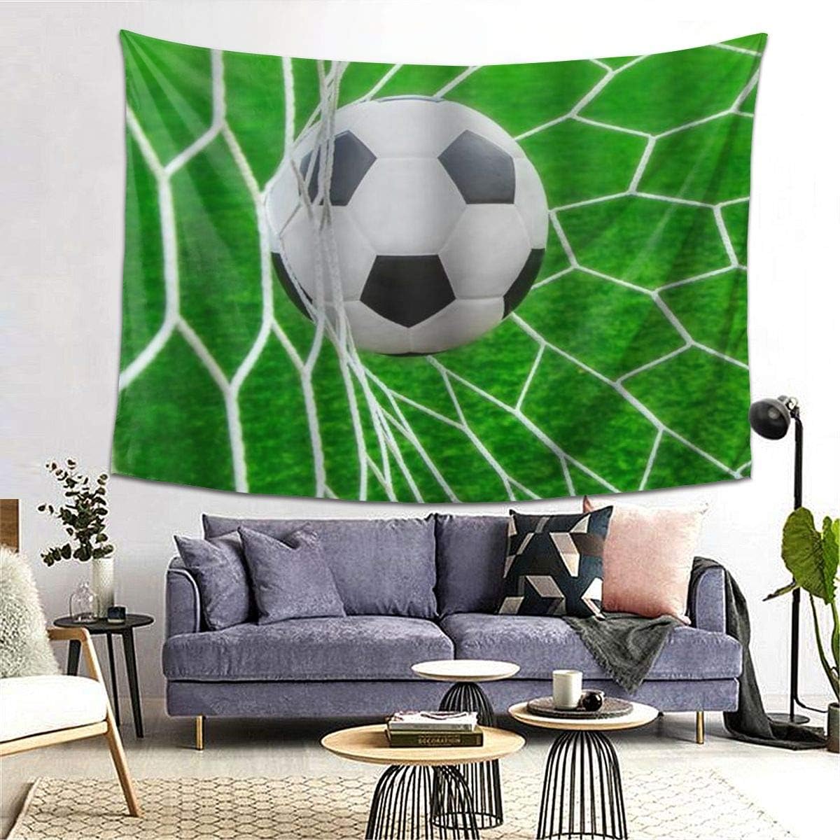 Amazon Co Jp タペストリー サッカーゲートネット付きサッカーボール おしゃれ 壁掛け ブランケット 北欧風 ウォールデコレーション 新居祝い 引っ越し キズルーム モダン 装飾アート Generic