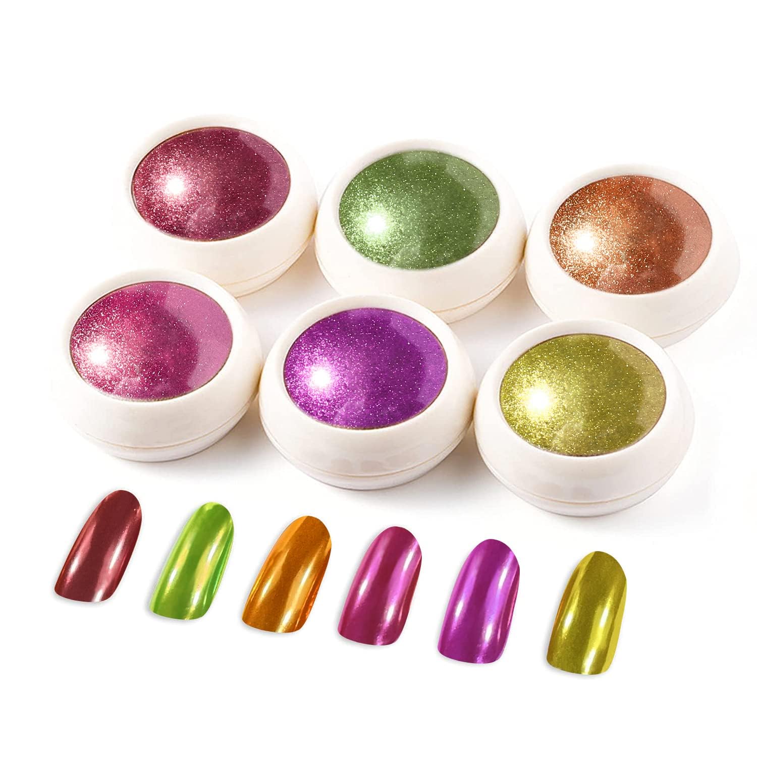 LEDSUUEI【Upgrade】 Rose Gold Chrome Nail Powder【Super Mirror Effect】 Metallic Nail Art Pigment Powder Set, Shiny Nail Glitter Chrome Powder with Magic Mirror Effect for Nail Art Design Decoration