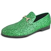 bravo! Men Dress Shoe Prom Slip-on Loafer Lace-up Oxford Cap Toe Metallic Glitter for Wedding Prom Black Blue Green Gold Pink Pewter Purple Silver Red