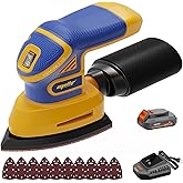 Mayoki Cordless Detail Sander Compatible with Dewalt 20v Max Battery, 1.9Amp, Dust Collector, Brushless 12,000 OPM Speed, Compact Soft Palm Grip, 10pcs Sanding Pads, 2.0Ah Charger & Battery Kit