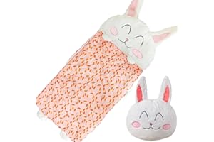 Nalexmi Happy Kids Sleeping Bag for Girls, Boys, Kids, Animal Sleepy Sack, Comfy, Cozy, All Seasons, Sleeping Bag with Pillow, Soft Pillow, Nap Mat, Warm Cotton Plush, Size 63 * 24*