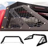 Stehlen 642167842477 Universal Adjustable Truck Bed Chase Rack Roll Bar with 3rd Third Brake Light &amp; 2X LED Work Lamps Bars &amp; 6X Amber Side Marker - Matte Black