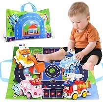 Jouet Voiture Bébé 1-3 Ans - 7 Voitures + Tapis Jeu - Sac Rangement - Sans Pile - Cadeau Garçon Fille