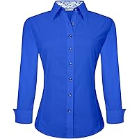 Esabel.C Womens Button Down Shirts Long Sleeve Regular Fit Cotton Stretch Work Blouse